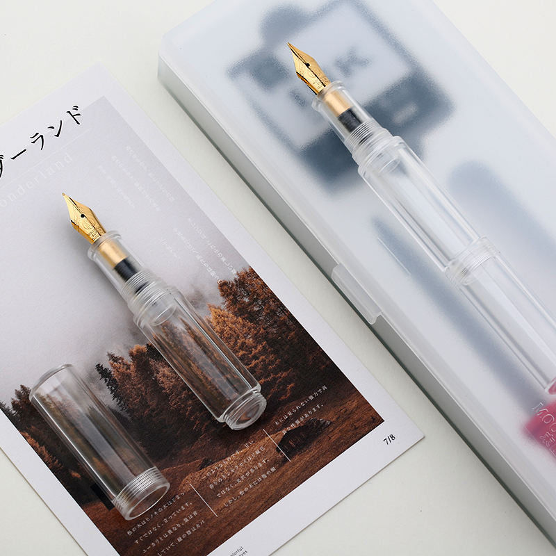 Moonman Wancai Mini Fountain Pen – Clear Acrylic Pocket Pen, Extra Fine & Fine Iridium Nib, Eyedropper Filling System