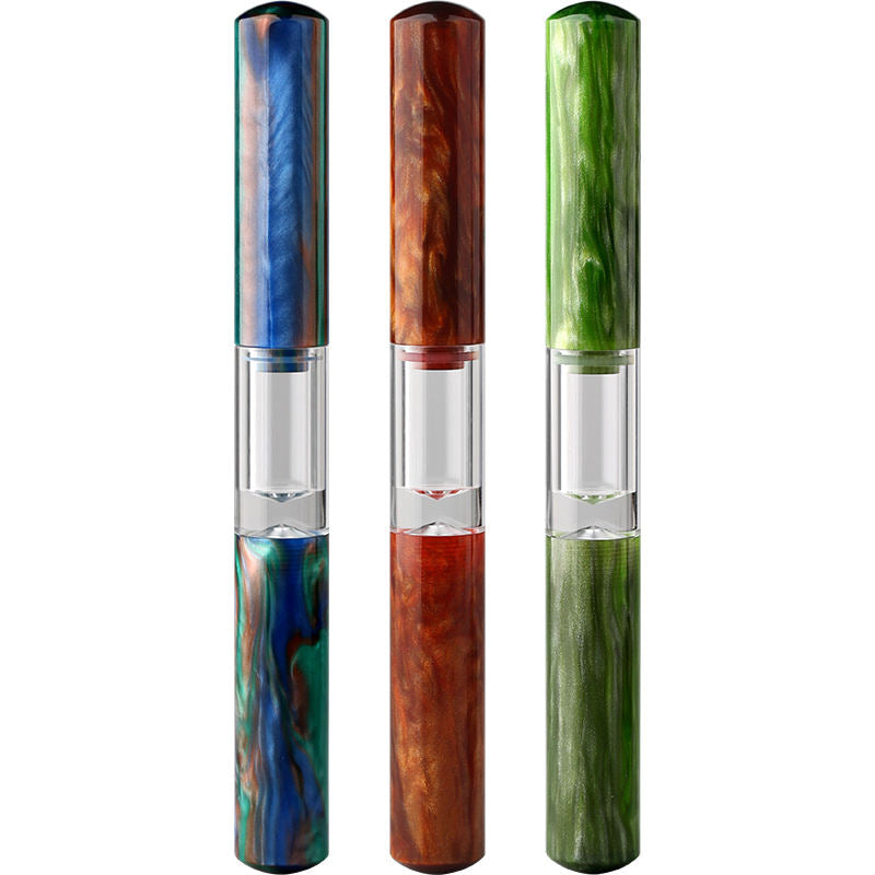 Moonman N15 Dual-Ended Fountain Pen with Flex Nib & Glass Dip Tip, Marbled Acrylic Resin Calligraphy Pen for Sketching, Journaling and Gifting