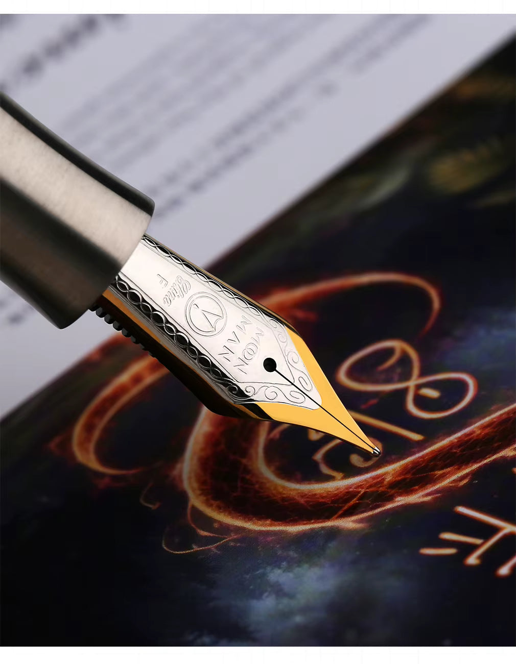 Moonman P137 Titanium Edition Fountain Pen – Snake Clip Piston Filler with Titanium Alloy Body, Gold Trim & EF Nib