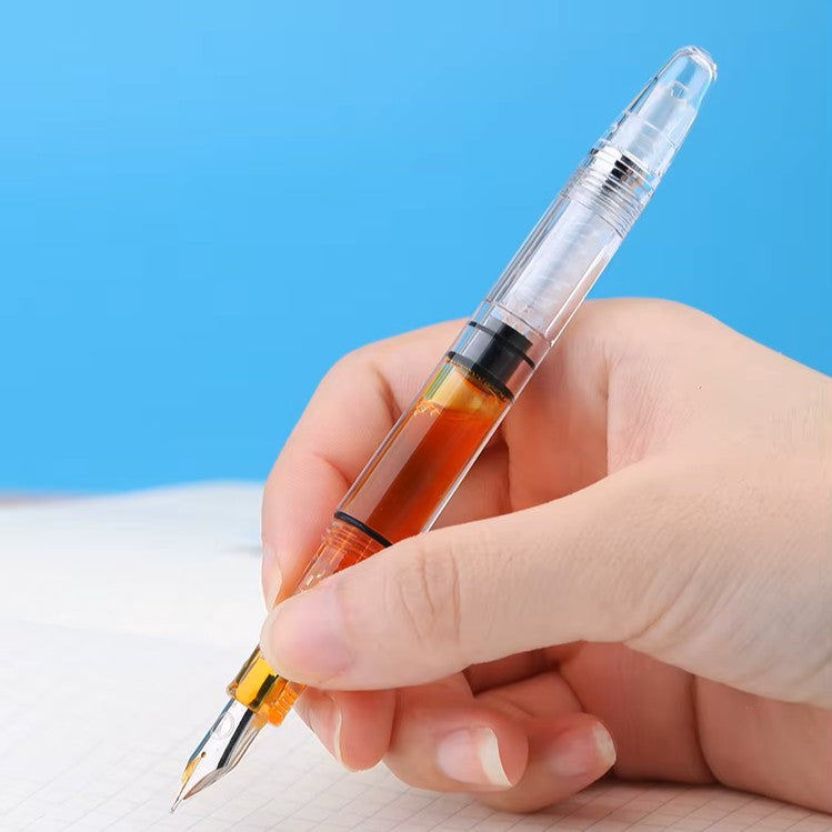 Moonman S8 Clear Resin Fountain Pen – Transparent Piston Filling Fountain Pen for Students, Journaling & Office Use