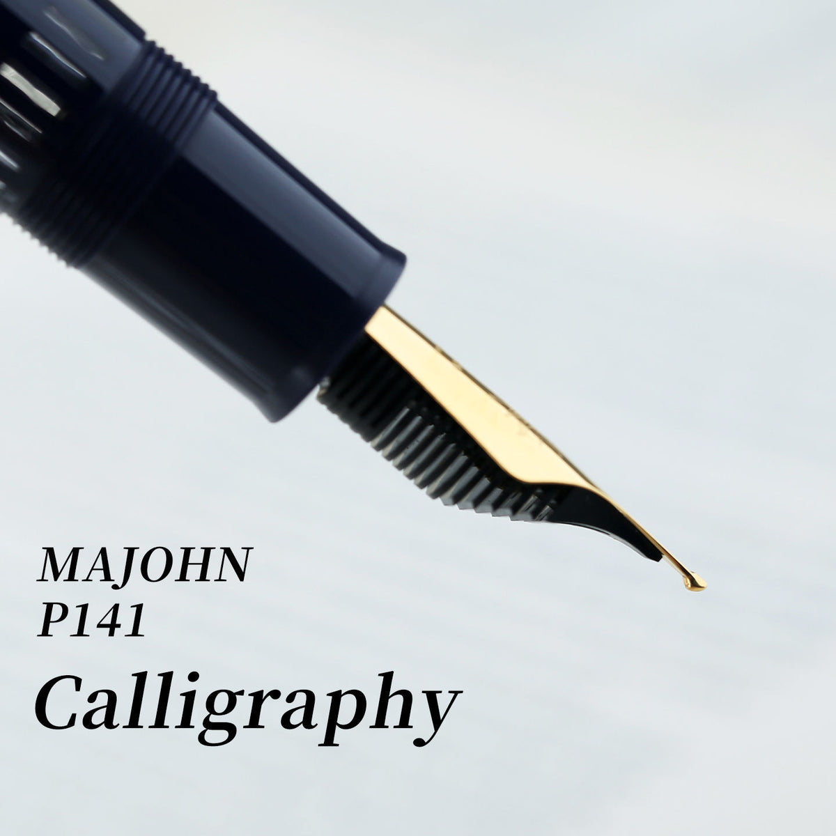 Moonman P141 Blue Calligraphy Nib Fountain Pen – #8 Long knife NF/NM Nib, Piston Filling, Glossy Resin Body with Gold Clip