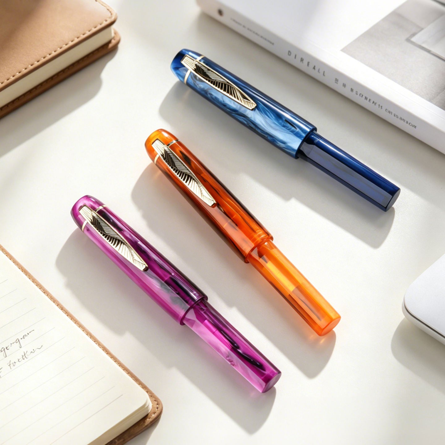 Moonman RS3 Mini Acrylic Fountain Pen with #6 Nib, Faceted Pocket Pen for Writing, Journaling and Travel