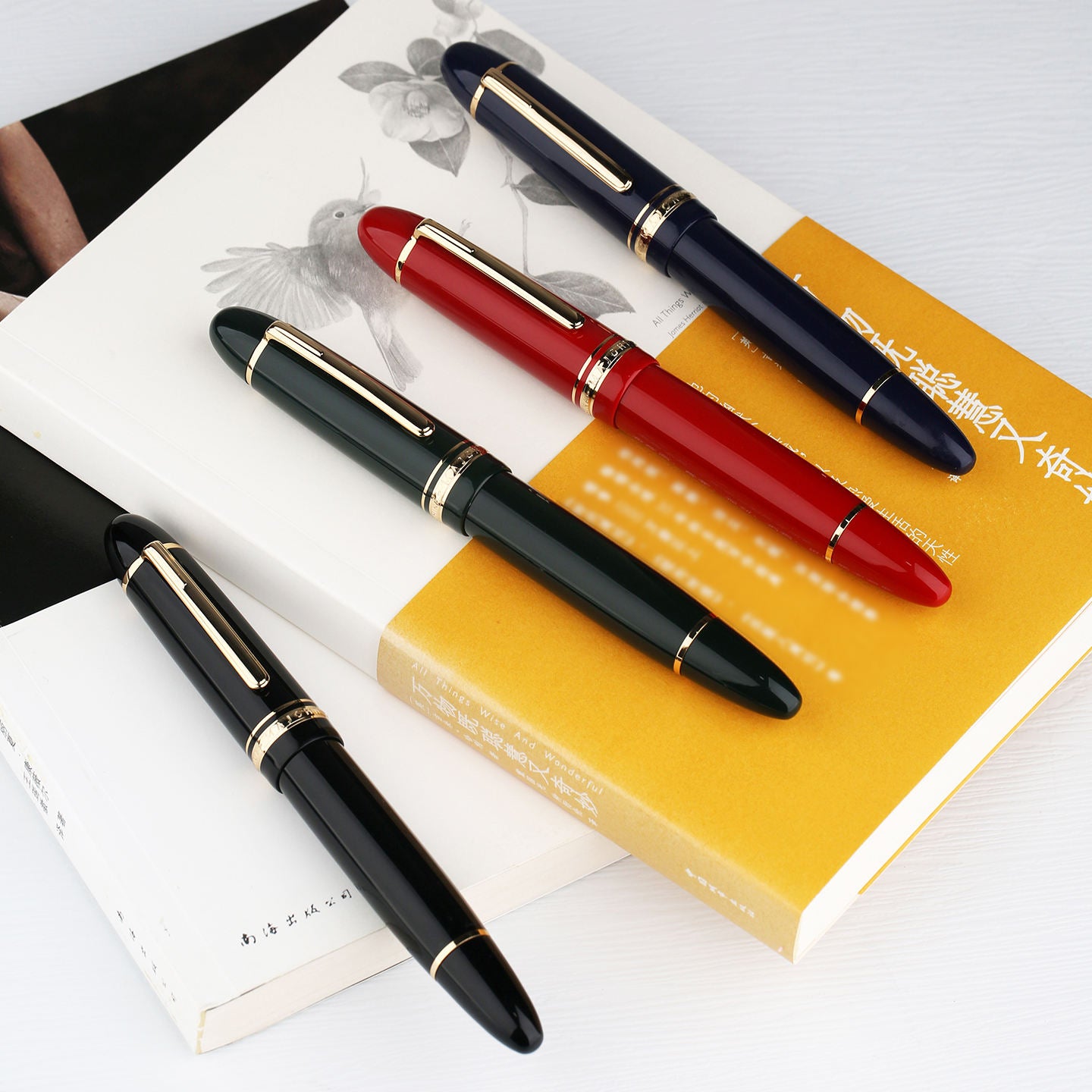 Moonman P141 Fountain Pen with Unique Sun Carved #8 Nib - Large Piston Filler, Fine Tip, Elegant Resin Body.