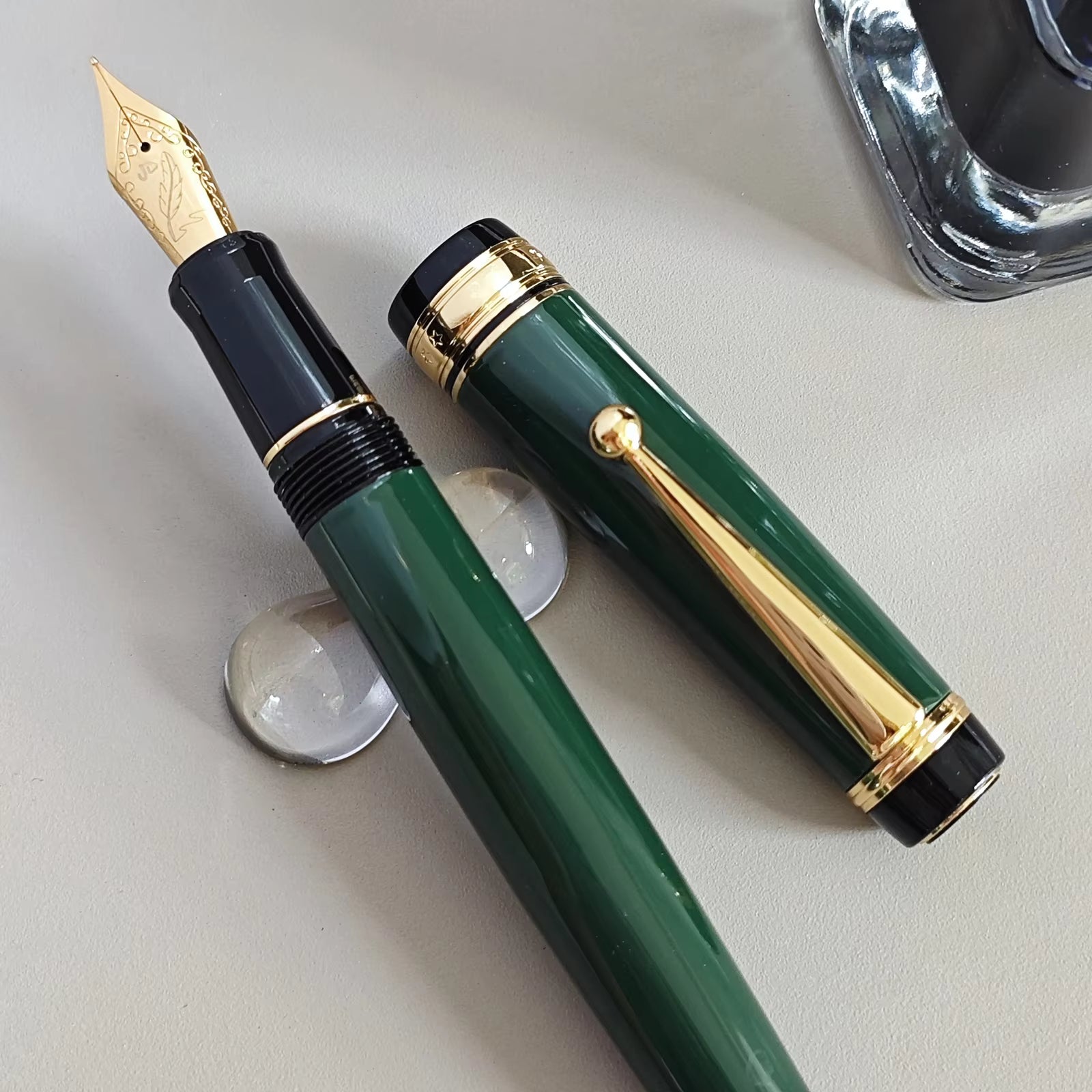 J 845,Medium Size Metal Body, Medium Nib With Gold and Black Trim