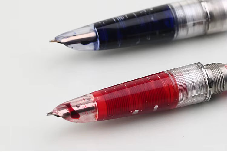 Moonman 101 Blue Purple Fountain Pen – Imported Resin Body, Clear Grip, Fine 0.5mm Nib – Calligraphy & Writing Pen for Adults (Rotating Ink Filling System)