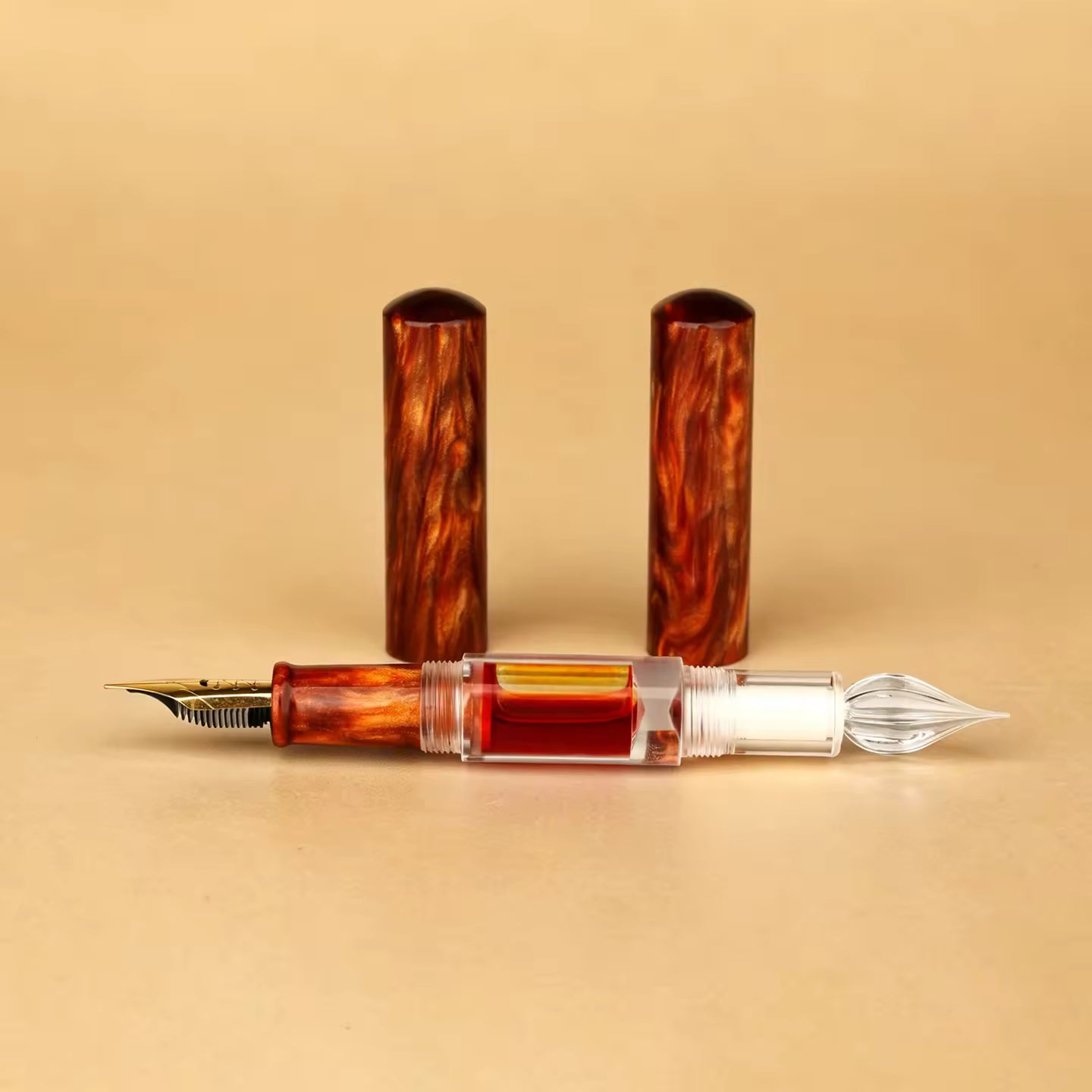 Moonman N15 Dual-Ended Fountain Pen with Flex Nib & Glass Dip Tip, Marbled Acrylic Resin Calligraphy Pen for Sketching, Journaling and Gifting