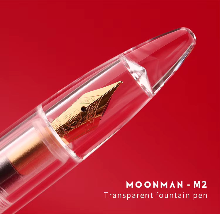 Moonman M2 Acrylic Transparent Eyedropper Fountain Pen – Fine Nib 0.5mm, Large Ink Capacity
