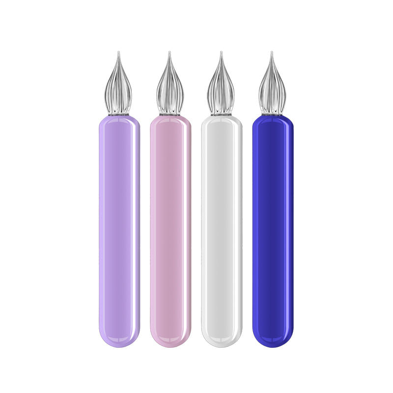 MAJOHN Crystal Glass Dip Pen – 0.5mm Fine Writing Width, Handmade Glass Nib, Solid Color Pink, Purple & Blue