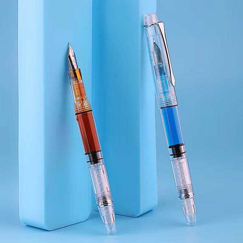 Moonman S8 Clear Resin Fountain Pen – Transparent Piston Filling Fountain Pen for Students, Journaling & Office Use