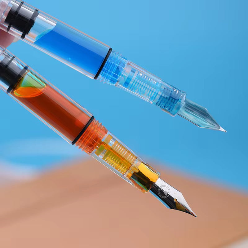 Moonman S8 Clear Resin Fountain Pen – Transparent Piston Filling Fountain Pen for Students, Journaling & Office Use