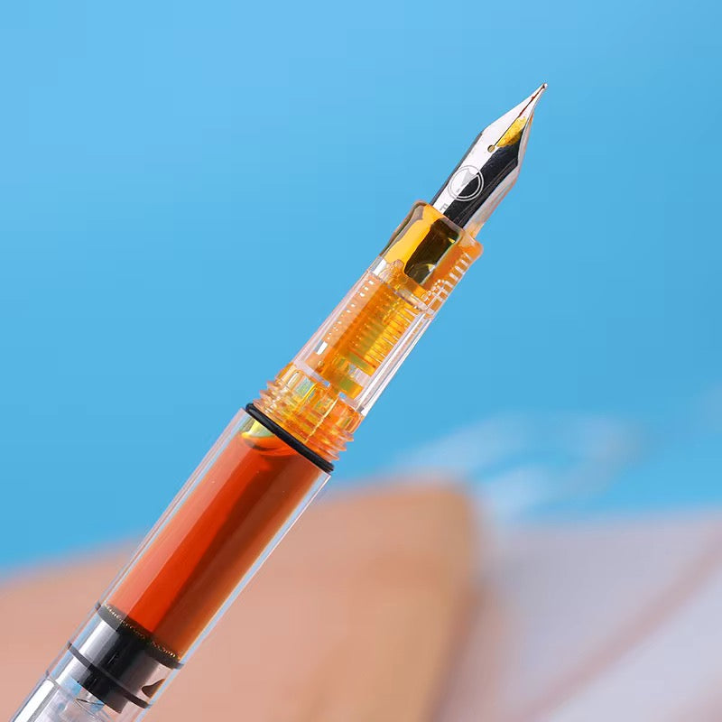Moonman S8 Clear Resin Fountain Pen – Transparent Piston Filling Fountain Pen for Students, Journaling & Office Use