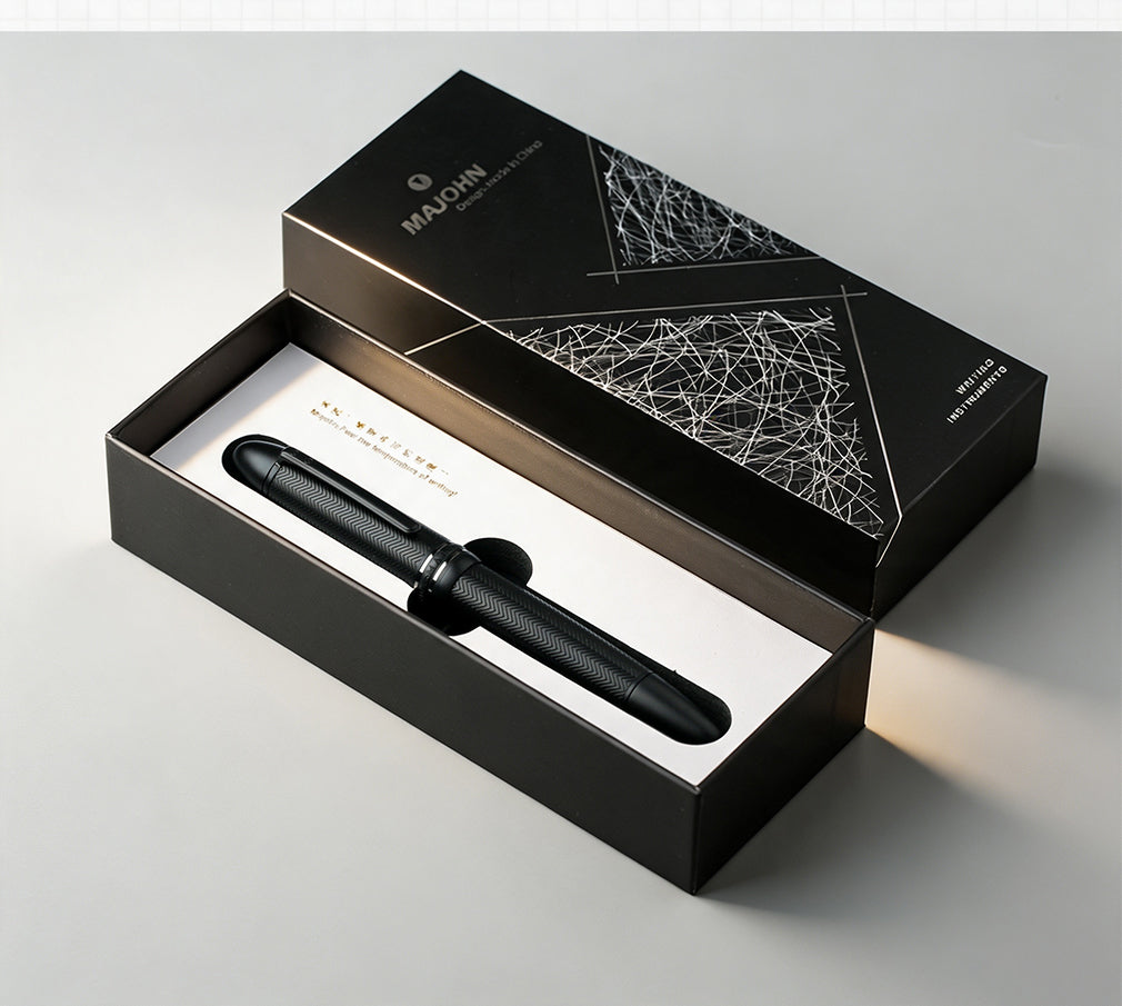 Moonman P141 Black Brass Carved Fountain Pen with #8 Fine Nib, Ink Window – Luxury Business Pen