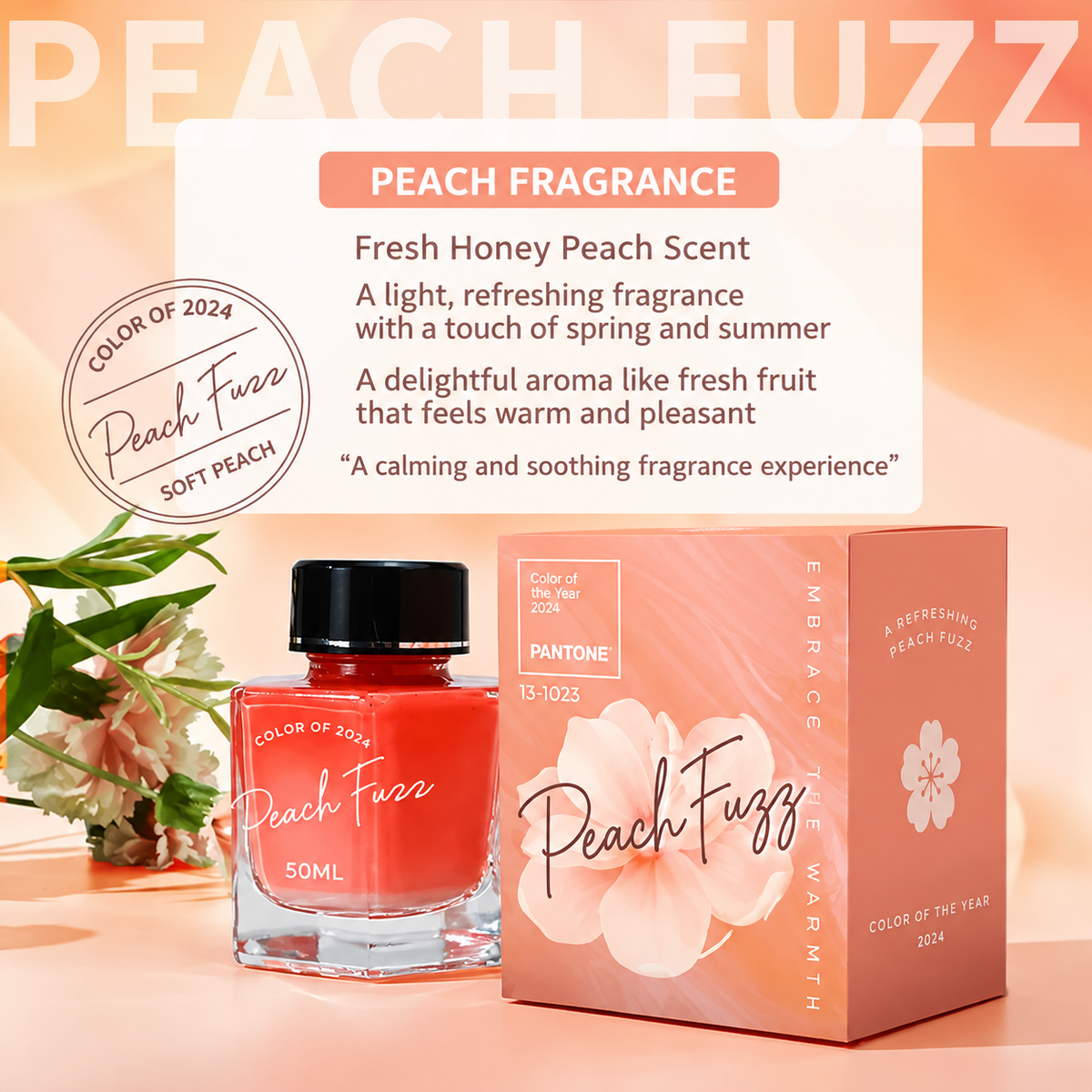 Ostrich Peach Fuzz 50ml Scented Shimmer Fountain Pen Ink – Waterproof Pigment Ink, 2024 Limited Edition