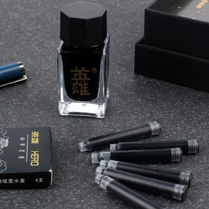 Hero 6192 Green Fountain Pen Gift Set – Fine Nib Writing Pen with Ink Bottle, Ink Cartridges, Converter & Premium Gift Box