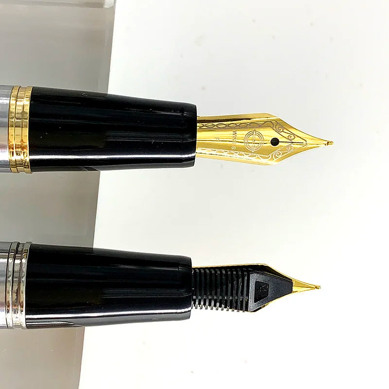Wing Sung 601A All-Steel Fountain Pen – Piston Filler, Smooth Writing Nib, Premium Silver Body with Silver & Gold Clip