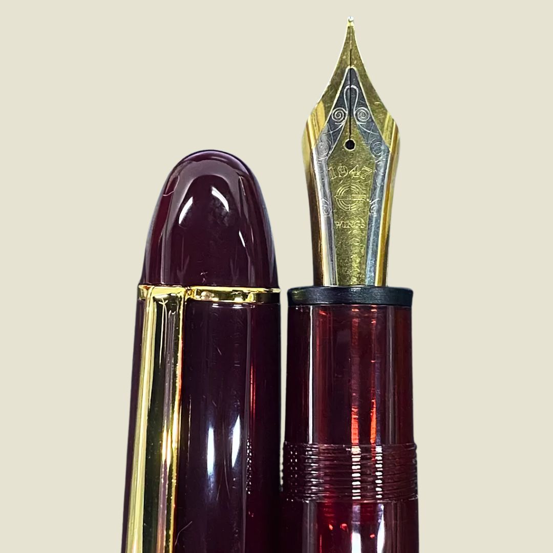 Wingsung 630 Piston Fountain Pen – Transparent Resin Barrel, #8 Fine Iridium Nib (Red)