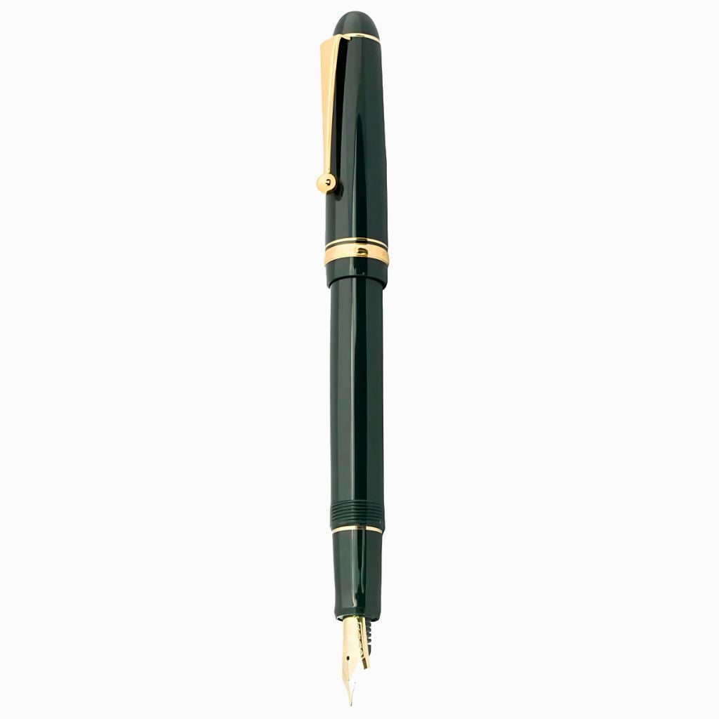 Pilot Custom 74 Fountain Pen – 14K Gold Medium Nib (No.10), Black or Green Resin Body with Gold Trim, Screw-Cap, CON-40 Converter, Made in Japan