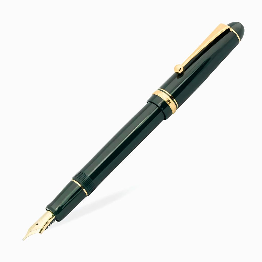 Pilot Custom 74 Fountain Pen – 14K Gold Medium Nib (No.10), Black or Green Resin Body with Gold Trim, Screw-Cap, CON-40 Converter, Made in Japan