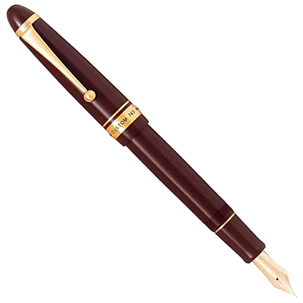 Pilot Custom 743 Fountain Pen – Maroon Barrel with 14K Gold Medium Nib, Luxury Resin Body, Con-70 Converter  – Made in Japan
