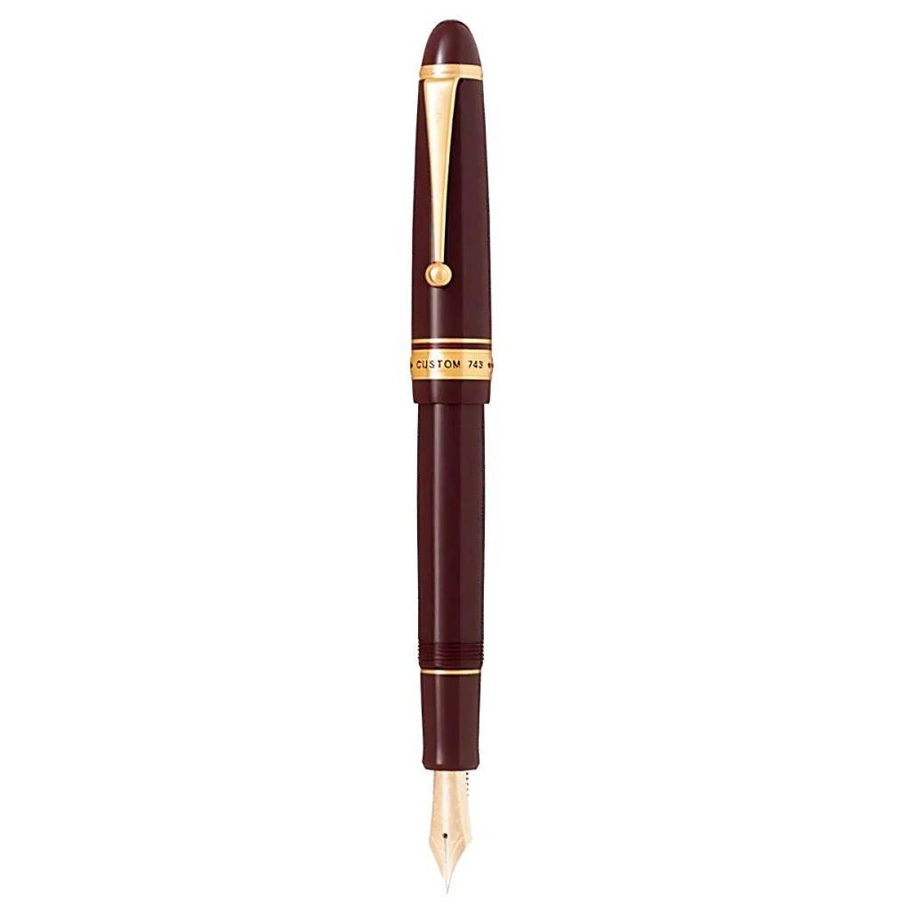 Pilot Custom 743 Fountain Pen – Maroon Barrel with 14K Gold Medium Nib, Luxury Resin Body, Con-70 Converter  – Made in Japan