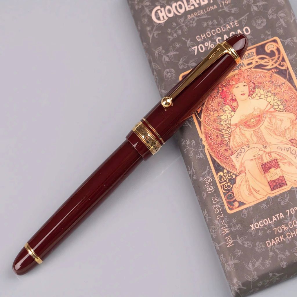 Pilot Custom 743 Fountain Pen – Maroon Barrel with 14K Gold Medium Nib, Luxury Resin Body, Con-70 Converter  – Made in Japan
