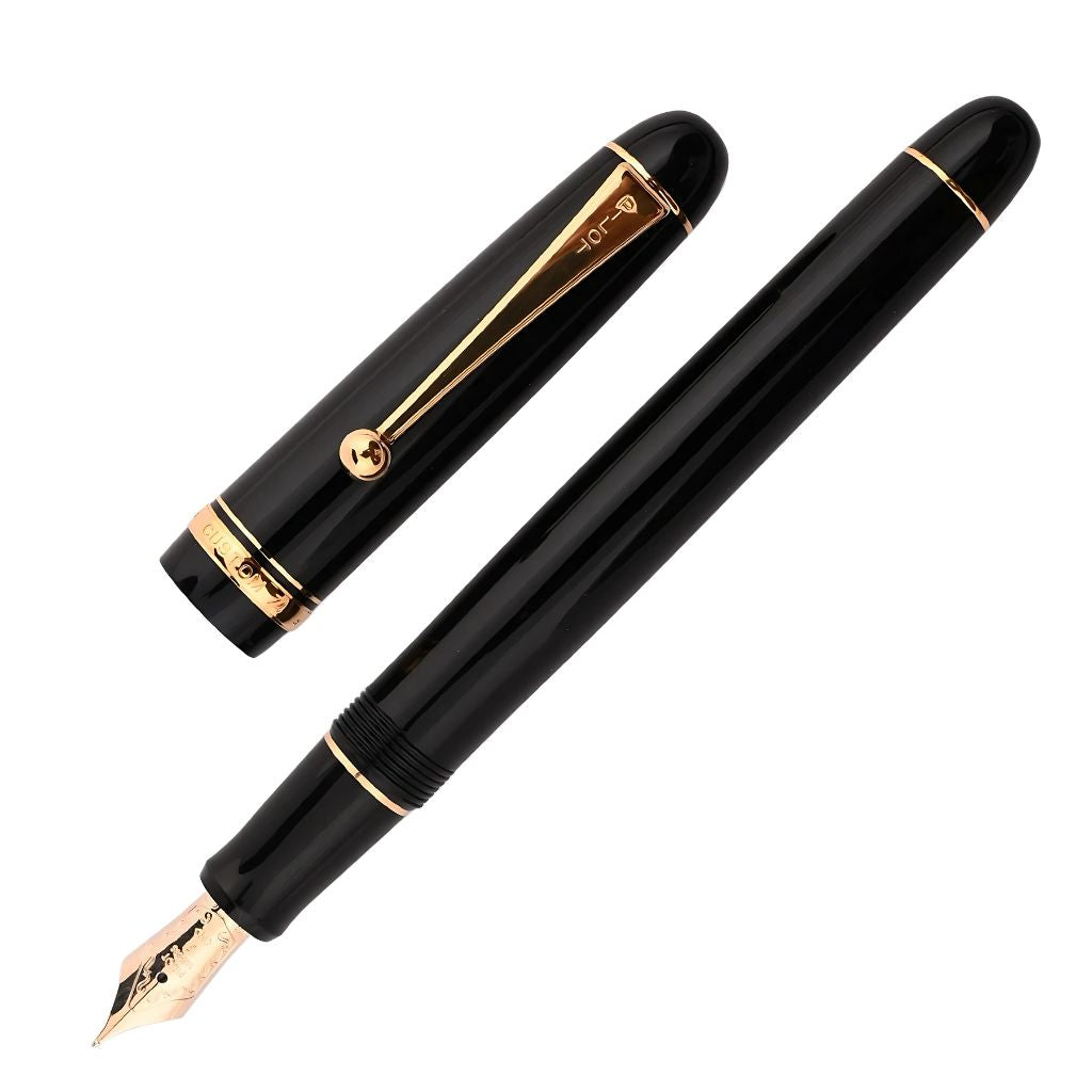 Pilot Custom 74 Fountain Pen – 14K Gold Medium Nib (No.10), Black or Green Resin Body with Gold Trim, Screw-Cap, CON-40 Converter, Made in Japan