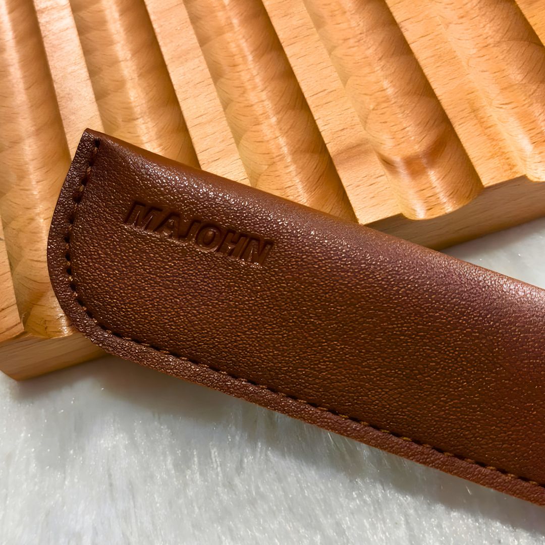 Majohn Portable Pen Case – Fiber Leather & Plastic Protective Cover for Fountain Pens, Safety Sleeve – Black, Blue, Yellow, Red, Green, Brown (1 Pc)