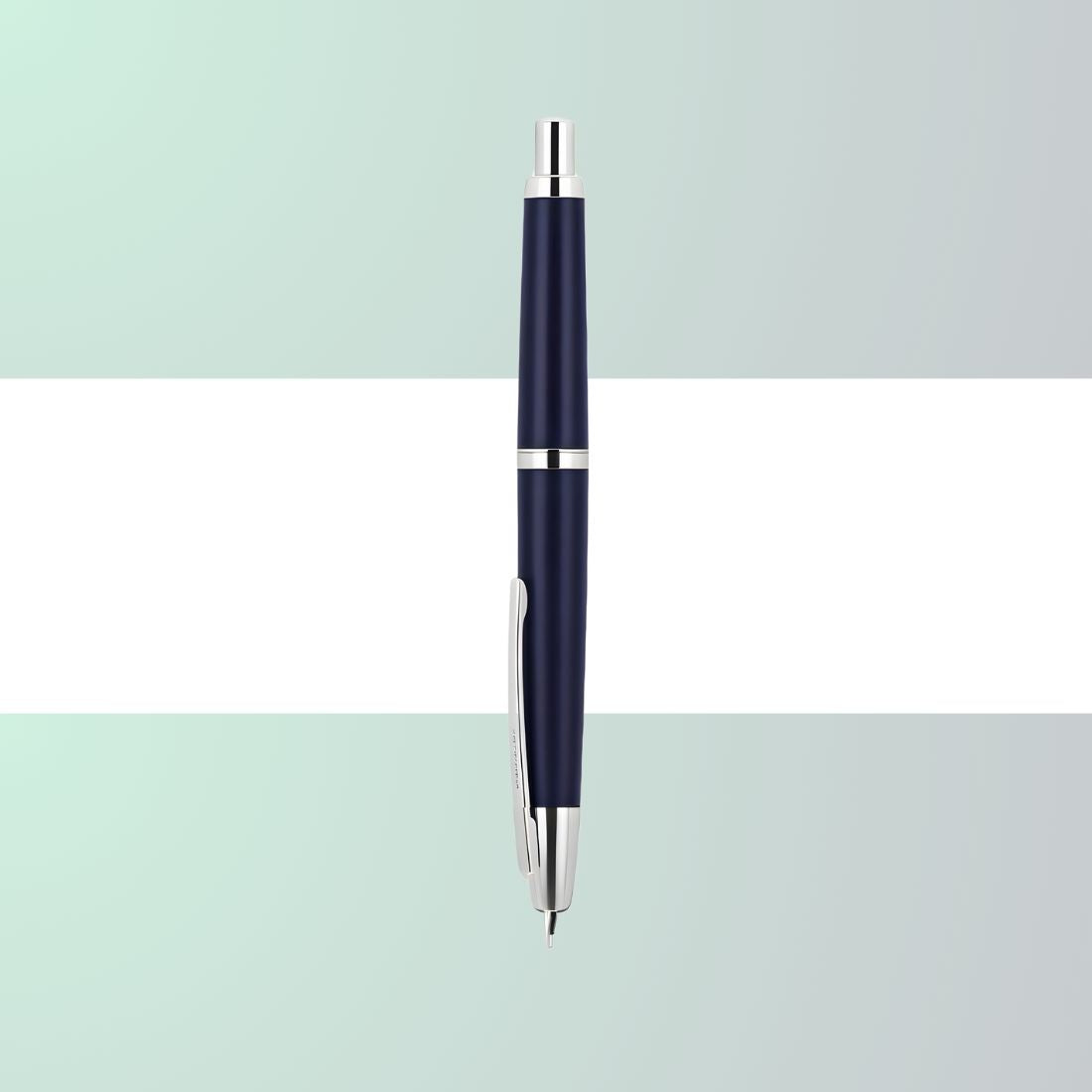 Jinhao 20 Press Retractable Fountain Pen –Dark Blue Colors –Plastic Body(Silver Clip) – Fine & Extra Fine Nib with Converter –  Smooth Writing Daily Pen (No Ink Included)