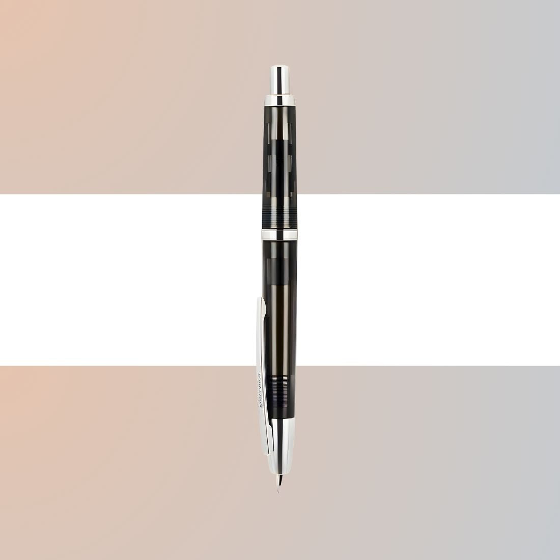 Jinhao 20 Press Retractable Fountain Pen –Transparent Black Colors-  Plastic Body (Sliver clip) -Fine & Extra Fine Nib with Converter  – Smooth Writing Daily Pen (No Ink Included)
