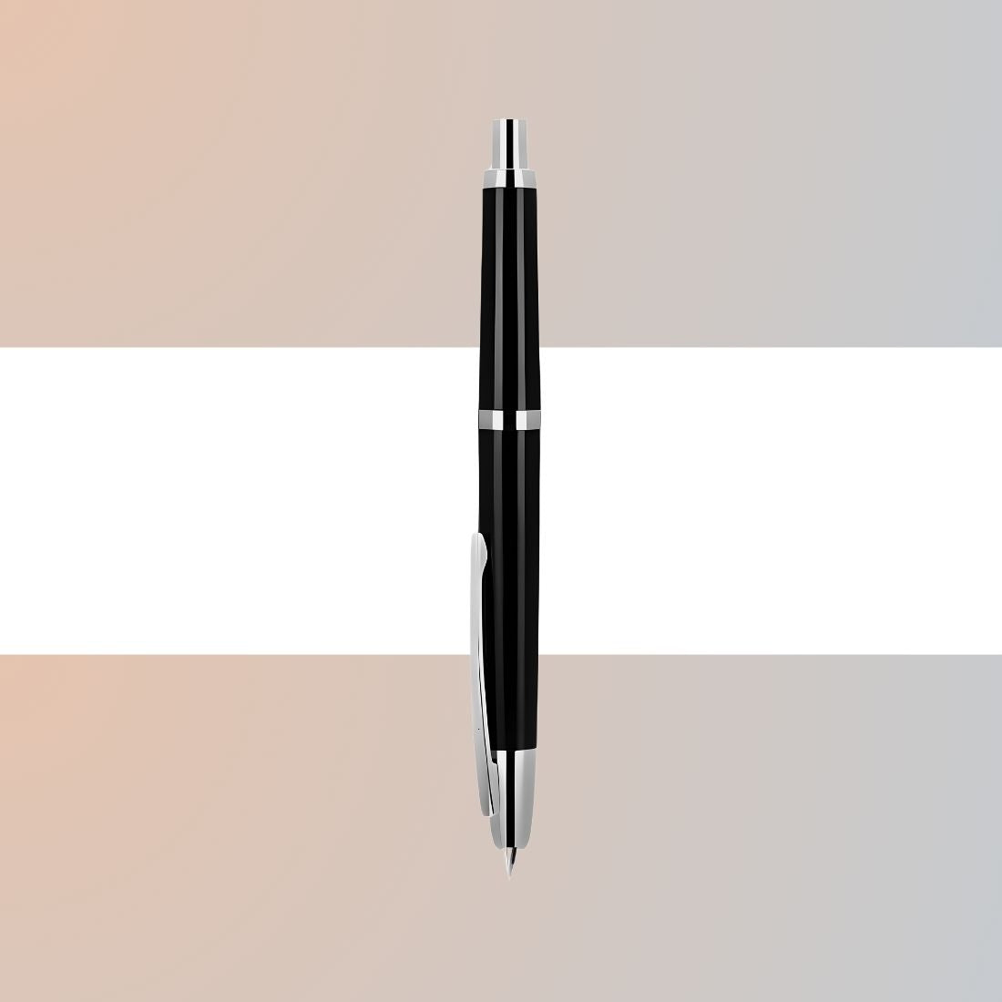 Jinhao 20 Press Retractable Fountain Pen –Black Colors –Plastic Body(Silver Clip) –  Fine & Extra Fine Nib with Converter –  Smooth Writing Daily Pen (No Ink Included)