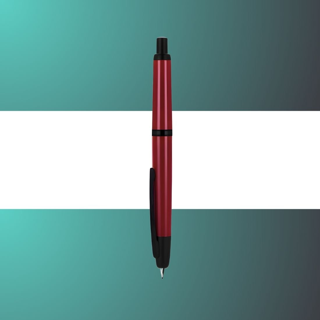 Jinhao 20 Press Retractable Fountain Pen – Palace Red Colors- Plastic Body (Black clip) – Fine & Extra Fine Nib with Converter – Smooth Writing Daily Pen (No Ink Included)