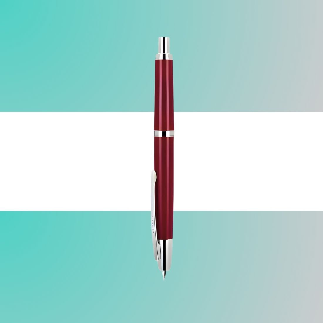 Jinhao 20 Press Retractable Fountain Pen –Palace Red Colors – Plastic Body(Silver Clip) – Fine & Extra Fine Nib with Converter –  Smooth Writing Daily Pen (No Ink Included)