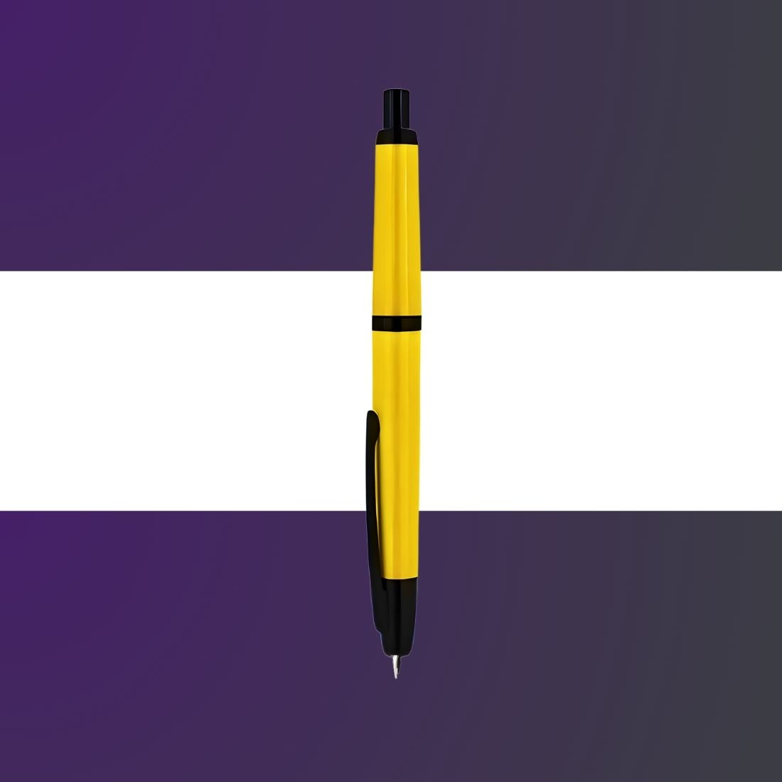 Jinhao 20 Press Retractable Fountain Pen –Lemon Yellow Colors – Plastic Body (Black clip) -  Fine & Extra Fine Nib with Converter – Smooth Writing Daily Pen (No Ink Included)