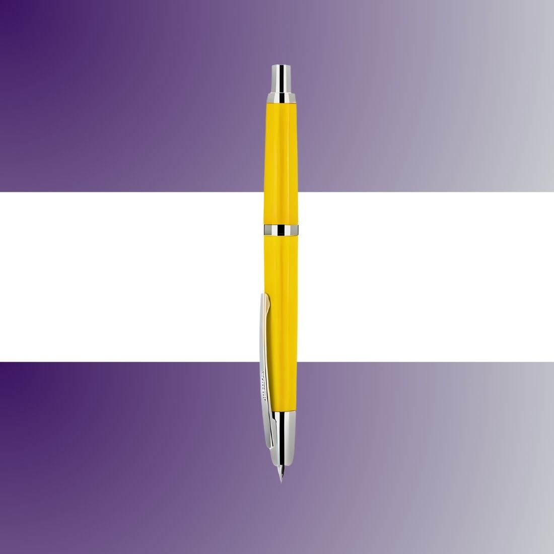 Jinhao 20 Press Retractable Fountain Pen – Lemon Yellow Colors – Plastic Body(Silver Clip) - Fine & Extra Fine Nib with Converter –Smooth Writing Daily Pen (No Ink Included)