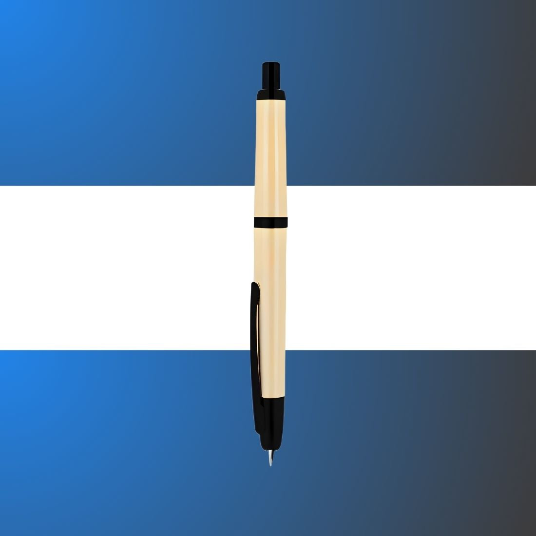 Jinhao 20 Press Retractable Fountain Pen – Ivory White Colors – Plastic Body (Black clip) -Fine & Extra Fine Nib with Converter –Smooth Writing Daily Pen (No Ink Included)