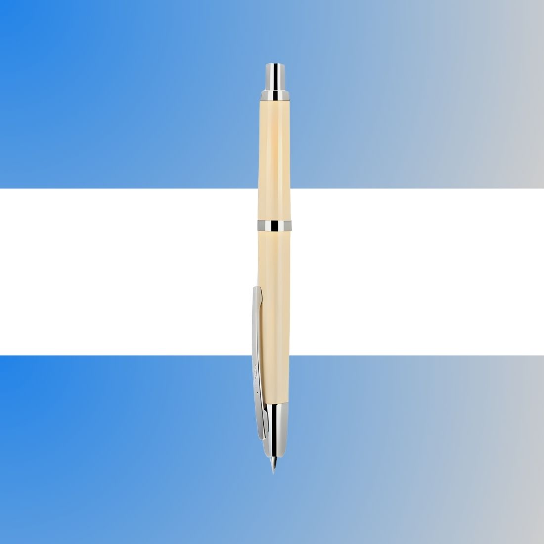 Jinhao 20 Press Retractable Fountain Pen –Ivory White Colors – Plastic Body(Silver Clip) –  Fine & Extra Fine Nib with Converter –Smooth Writing Daily Pen (No Ink Included)