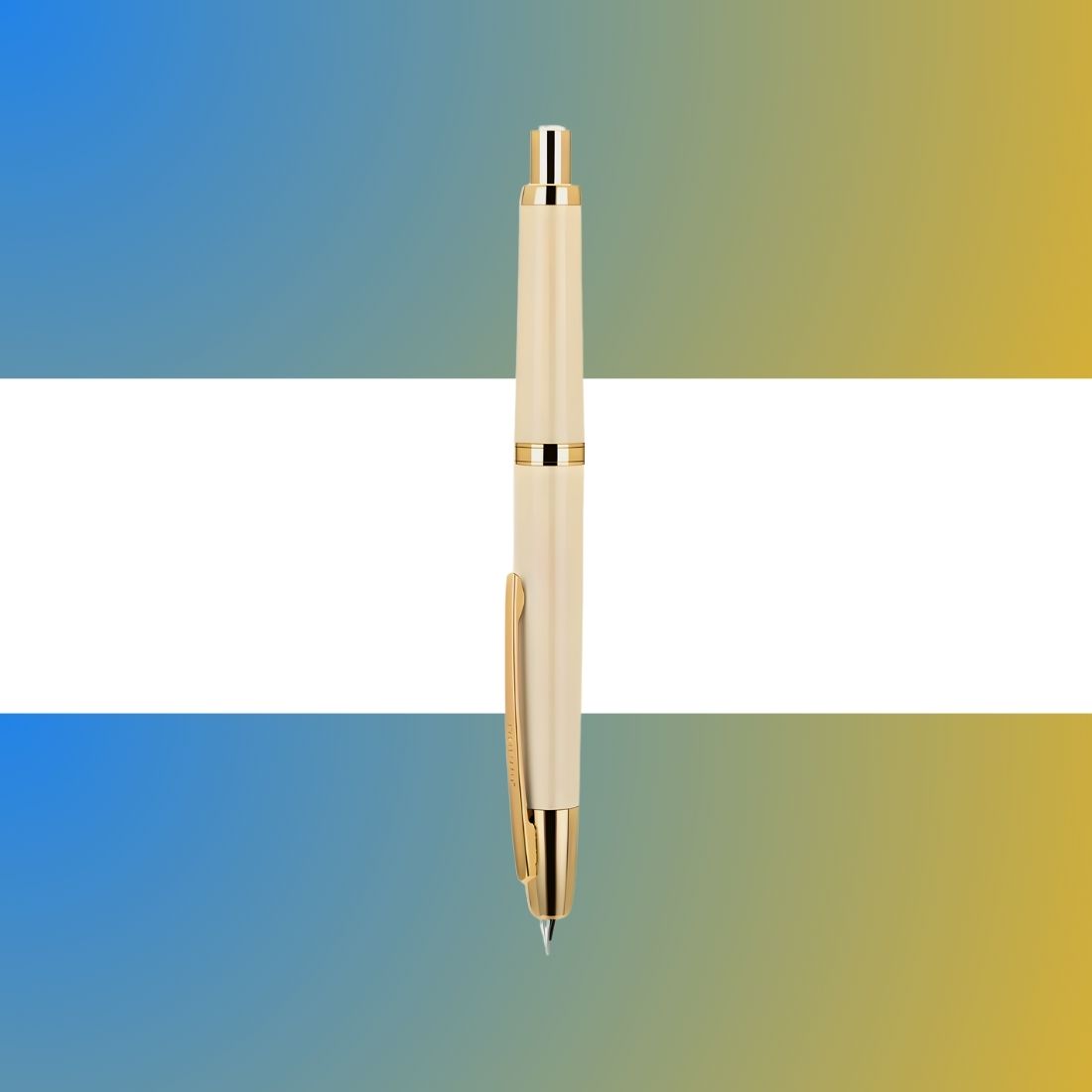 Jinhao 20 Press Retractable Fountain Pen –Ivory White Colors – Plastic Body (Golden clip) -Fine & Extra Fine Nib with Converter – Smooth Writing Daily Pen (No Ink Included)