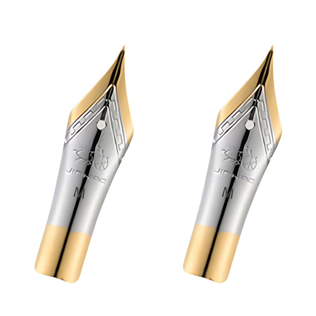 Jinhao 82 Fountain Pen Nib – Silver with Gold Trim (Pack Of 2)| Extra Fine, Fine, Medium and Bent Calligraphy Nib Options