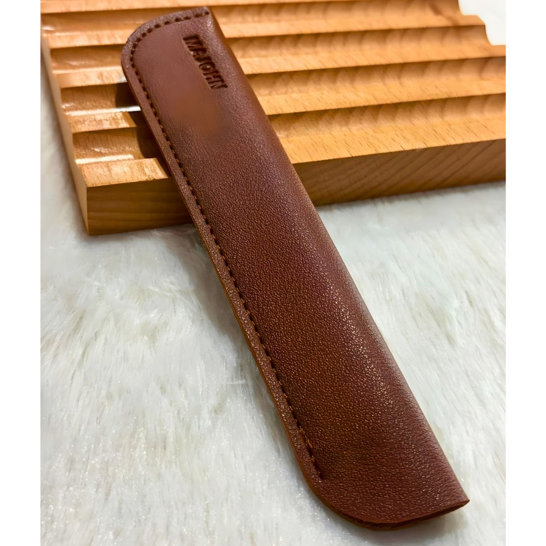 Majohn Portable Pen Case – Fiber Leather & Plastic Protective Cover for Fountain Pens, Safety Sleeve – Black, Blue, Yellow, Red, Green, Brown (1 Pc)