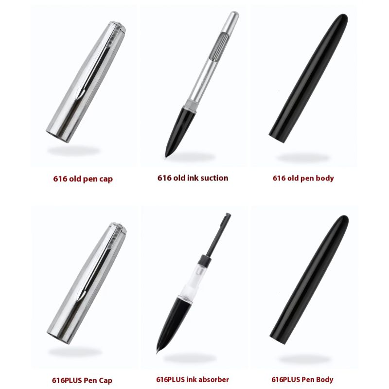 Hero 616 Plus Fountain Pen – Original Ink Pen with Iridium Fine Nib, Silver Cap – Smooth Classic Writing Pen, Available in Black & Maroon
