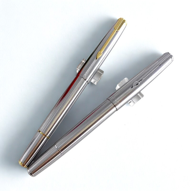 Wing Sung 601A All-Steel Fountain Pen – Piston Filler, Smooth Writing Nib, Premium Silver Body with Silver & Gold Clip