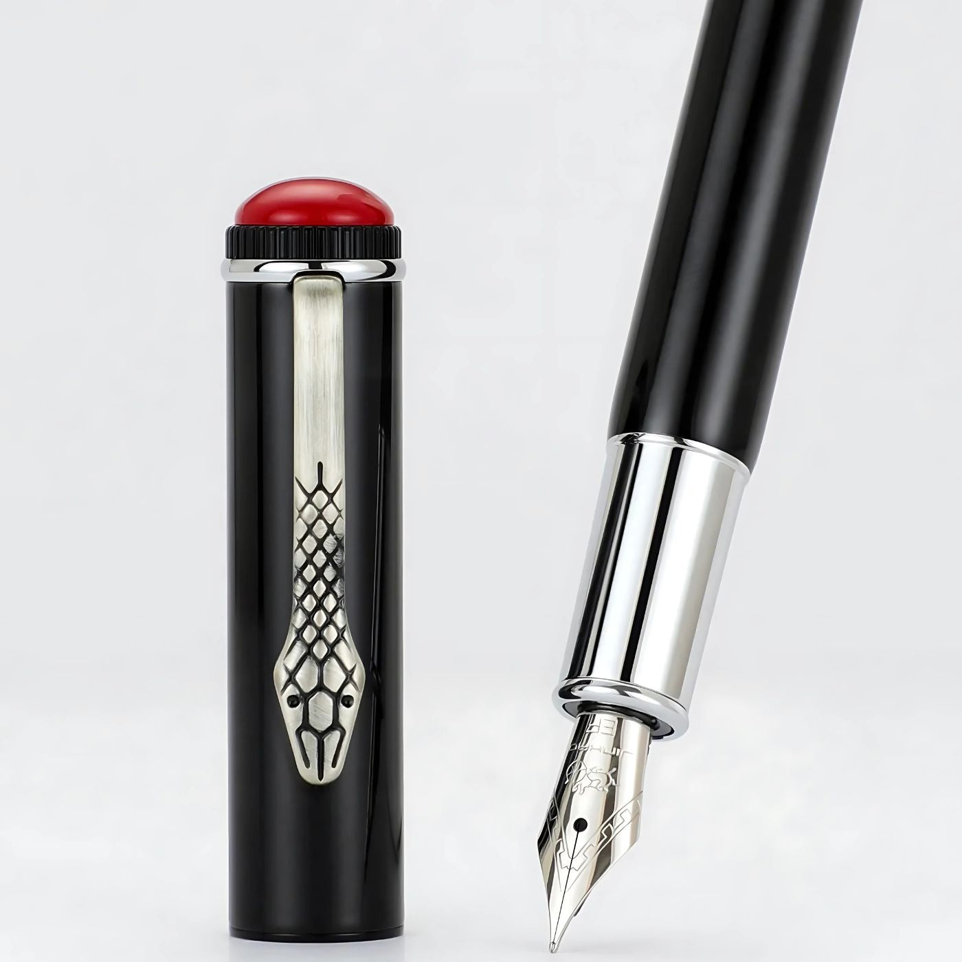 Jinhao 025 Fountain Pen Extra Fine Nib – Retro Snake Clip Design, Smooth Writing Metal Pen with Ink Converter – Calligraphy & Daily Writing Gift for Collectors & Writers