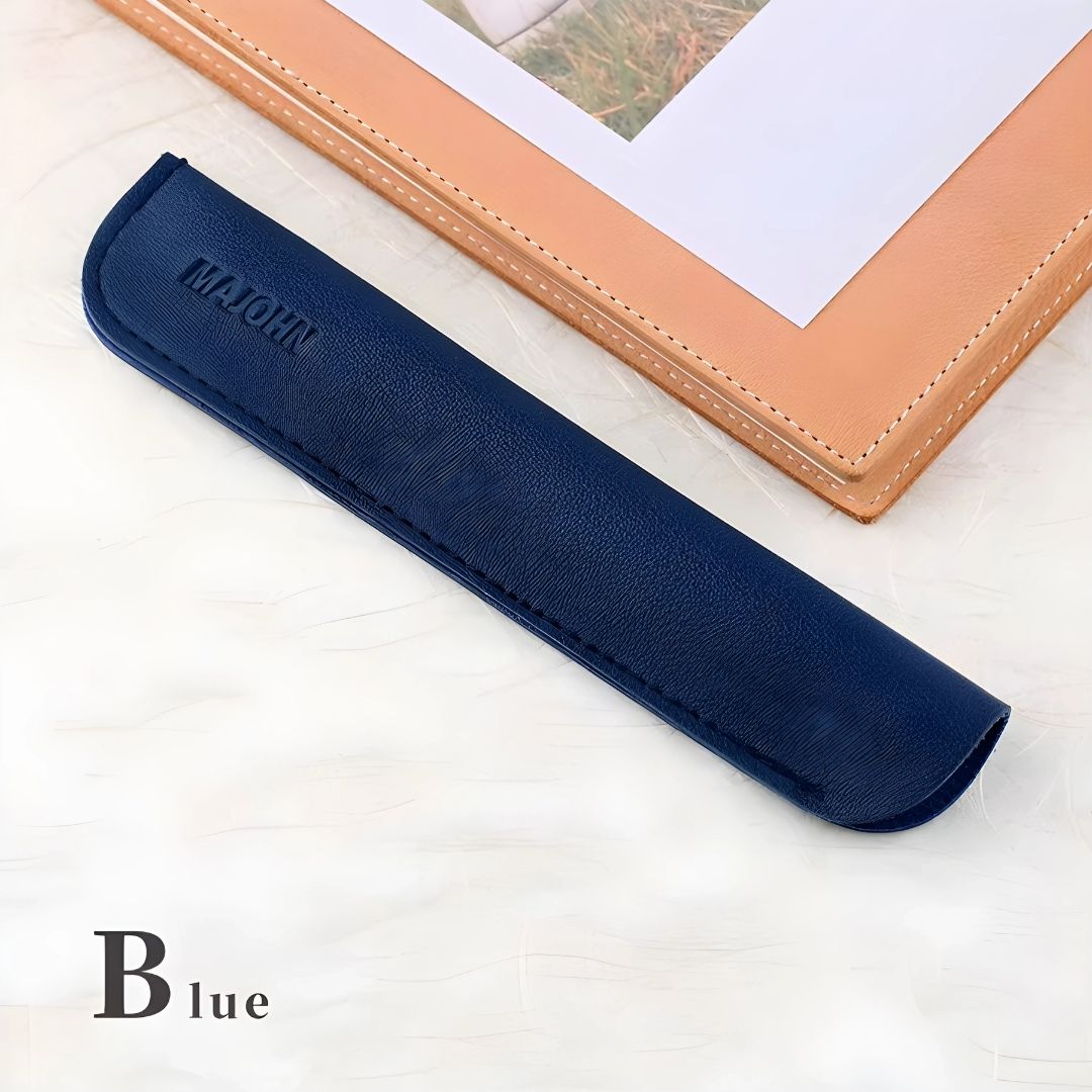 Majohn Portable Pen Case – Fiber Leather & Plastic Protective Cover for Fountain Pens, Safety Sleeve – Black, Blue, Yellow, Red (1 Pc)