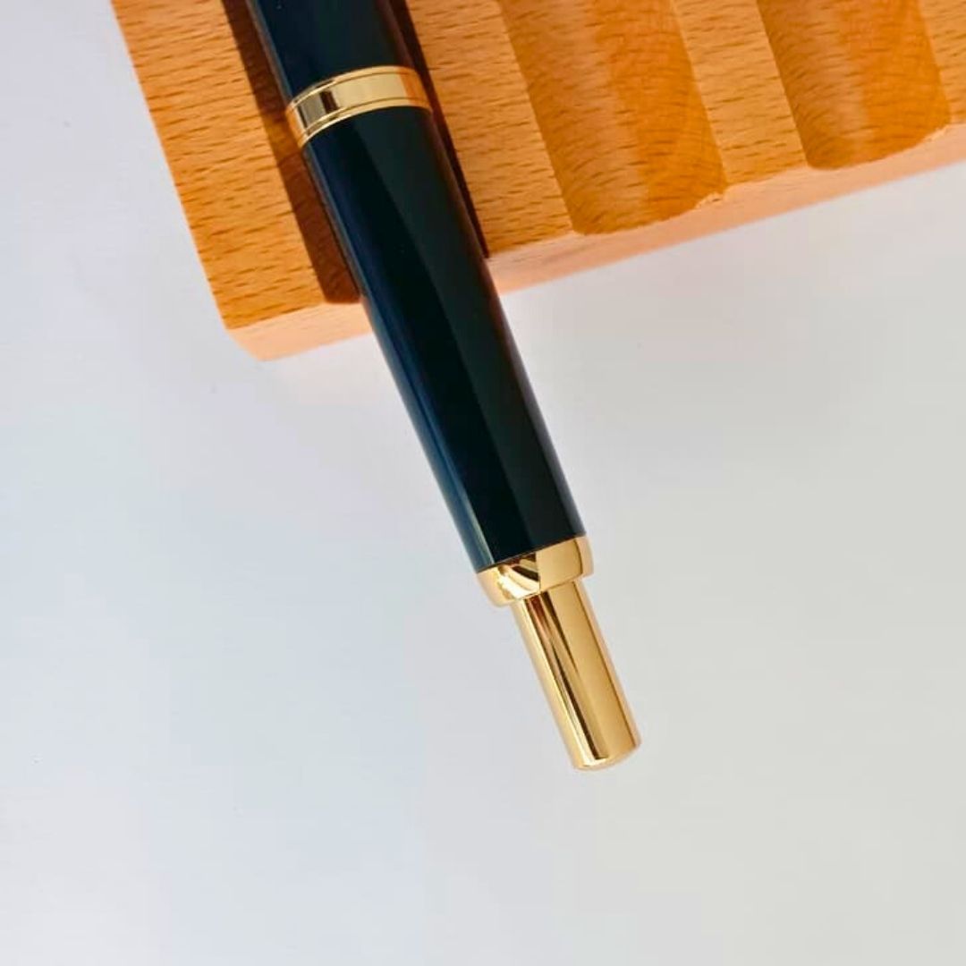 Jinhao 20 Press Retractable Fountain Pen –Dark Blue Colors- Plastic Body (Golden clip) – Fine & Extra Fine Nib with Converter –  Smooth Writing Daily Pen (No Ink Included)