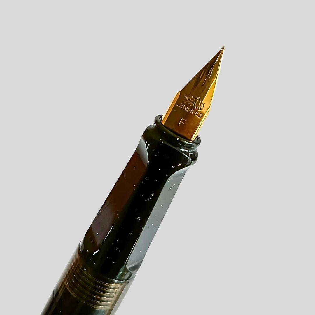 Jinhao 58A Zodiac Constellation Fountain Pen – Fine Nib (0.5mm), Black Resin Body with Ink Converter