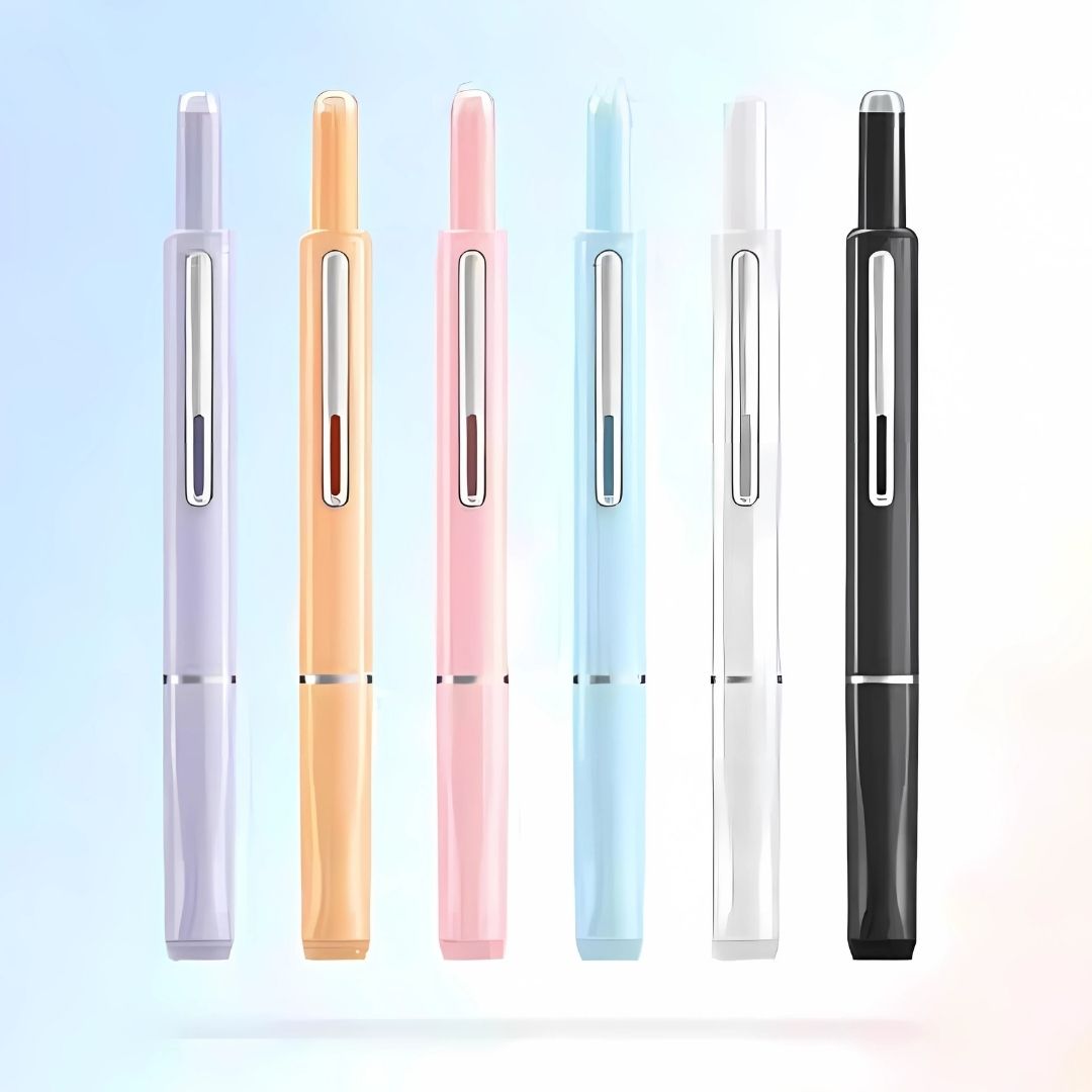 Dian Shi 1784 - Retractable Fountain Pen with 0.38mm Extra Fine Nib –  Smooth Writing, 5 Blue Ink Refills (Light Blue)