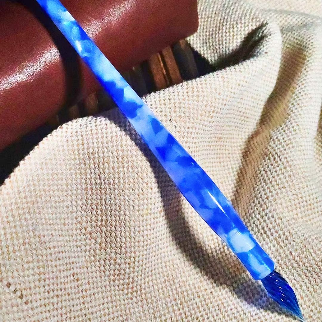 MAJOHN Multifunctional Dual-Purpose Pen – Glass Dip Pen & Fountain Pen with 3 Replacement Nibs (Extra Fine, Fine, Medium) –Dark Blue & Multicolor