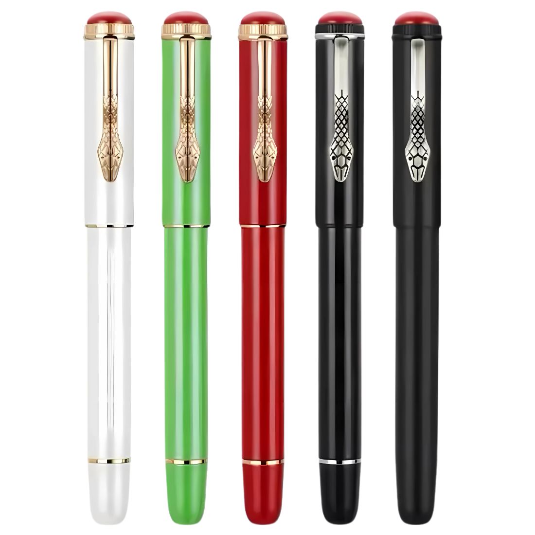 Jinhao 025 Fountain Pen Fine Nib – Retro Snake Clip Design, Smooth Writing Metal Pen with Ink Converter – Calligraphy & Daily Writing Gift for Collectors & Writers