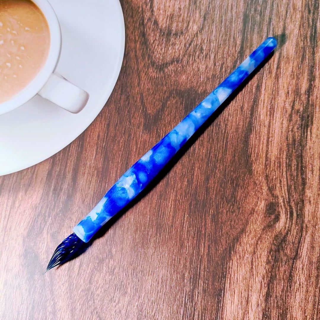 MAJOHN Multifunctional Dual-Purpose Pen – Glass Dip Pen & Fountain Pen with 3 Replacement Nibs (Extra Fine, Fine, Medium) –Dark Blue & Multicolor