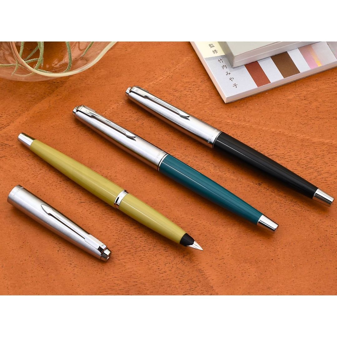 Moonman 80 Half Vintage Fountain Pen – Fine Iridium Nib, Green Barrel with Metal Cap, Semi-Demonstrator Design